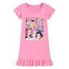 M1238 Kids Girls Kpop Rumi Zoey Mira Print Short Sleeves Ruffle Dress