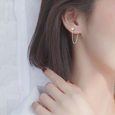 Five-pointed Star Women Female Ear Studs Star Ear Studs Korean Style Earrings Ear Chain Earrings