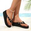 Fashion 2025 Casual Peard Decor Flip Flops Woman Summer Lightweight Wedges Sandals for Women Outer Wear Soft Bottom Slides Ladies
