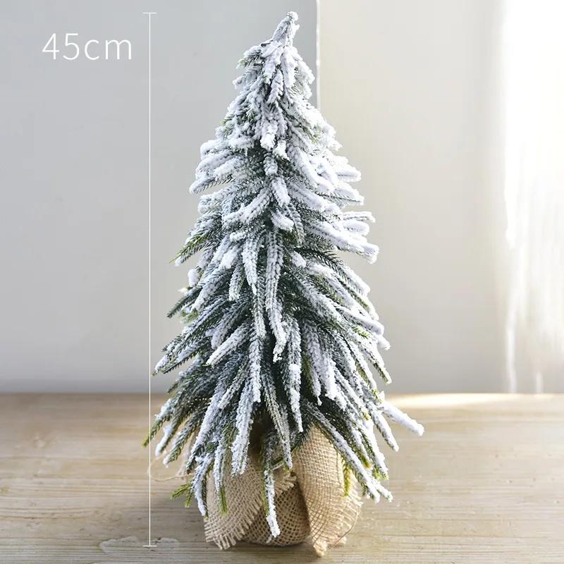 For Christmas Tree Mini Pine Tree With Wood Base DIY Home Table Top Decor Christmas Artificial Frosted Sisal Small Trees Party D