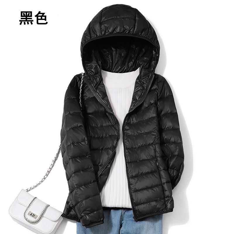 Giacca leggera in piuma da donna corta con cappuccio autunno e inverno nuova piuma d'anatra bianca giacca slim e leggera