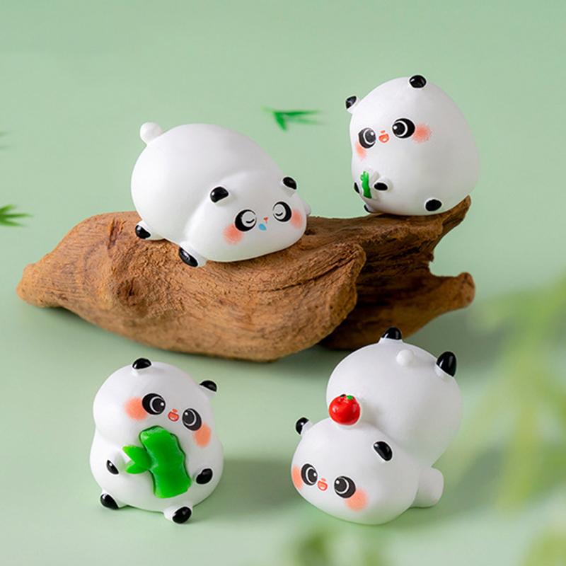 Miniatures Figurines Cute Panda Landscape Ornaments Diy Home Decorations Kawaii Animal Desktop Small Ornaments Accessories