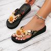 Women's Bohemian Satin Strap Platform Beach Slippers