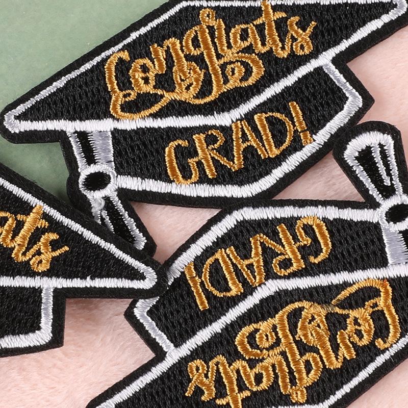 Embroidery Label Patch Sticker Shoe Hat Bag Jewelry Accessories Letter Clothing Accessories Graduation Season Embroidery Cloth Sticker