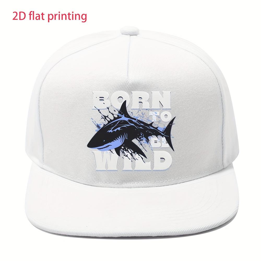 

Графическая бейсболка с акулой Born to Be Wild Полиэстер Регулируемая Snapback Повседневная Унисекс Кепка One Size
