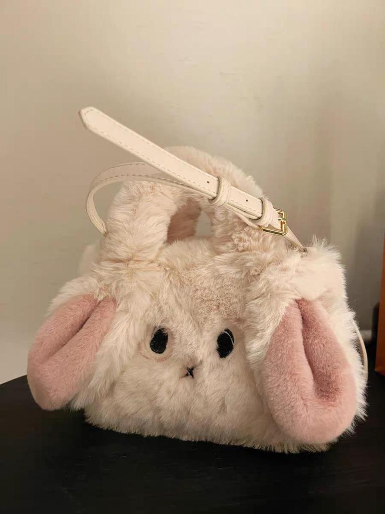 Winter 2025 Niedliche Cartoon-Hase Plüsch Umhängetasche für Frauen und Mädchen