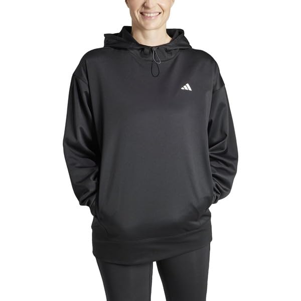 Adidas Aero Lady Game Go Fleece Size & Hoodie, DLF02, Women's, Black/White (IM2686), J/M