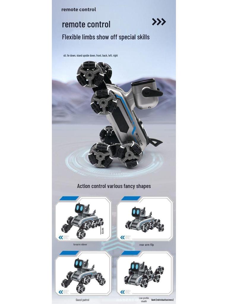 Children's Remote Control 8-Wheel Stunt Robot Dog Car, Perfect Birthday Gift for Ages 3-6