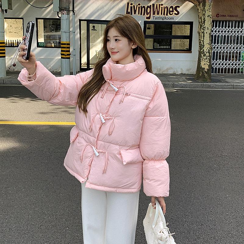 

Куртка-пуховик со стойкой, женская короткая стеганая куртка, новая свободная теплая студенческая стеганая куртка, куртка-хлебница XL suggestion [135-150] catties розовый