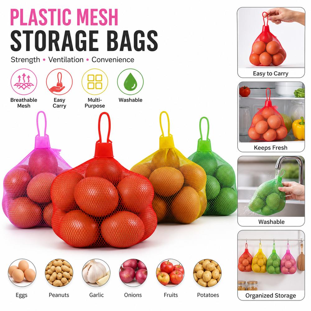 100Pcs Pack Egg Net Bag With Buckles Breathable Mesh Storage Bags Multi-Purpose Drawstring Closure Food Packaging Bags