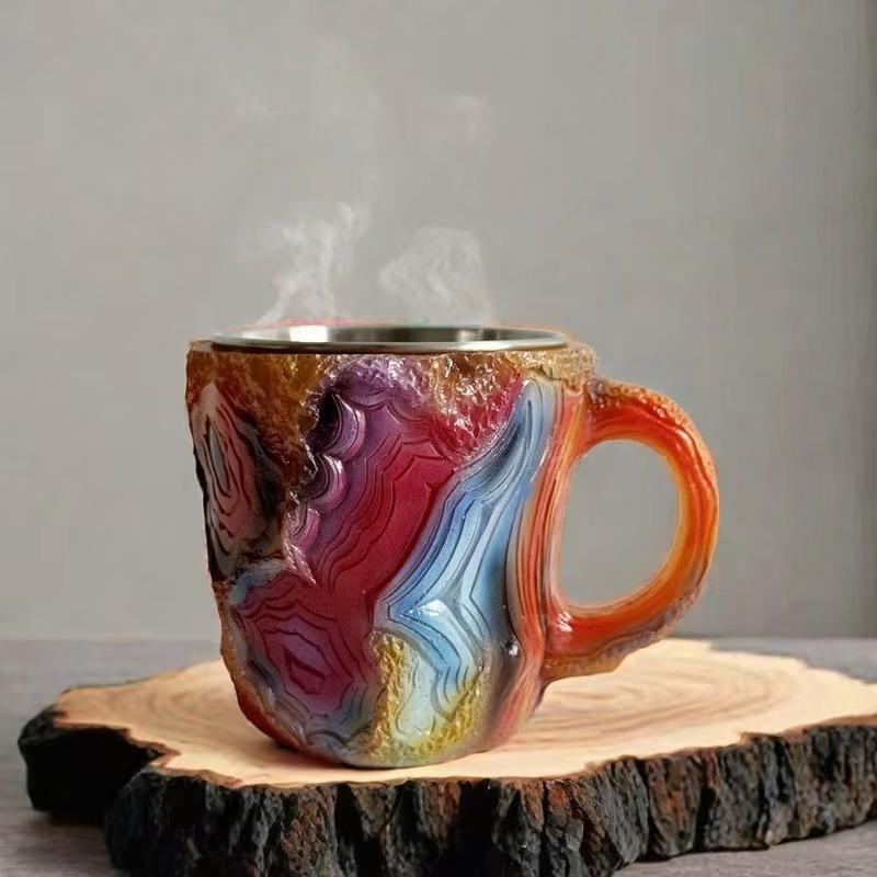 

Faux Mineral Crystal Coffee Cup Resin Transparent Stylish Drinkware for Home Office Cafe Decorative Beverage Drinking Container 100ml
