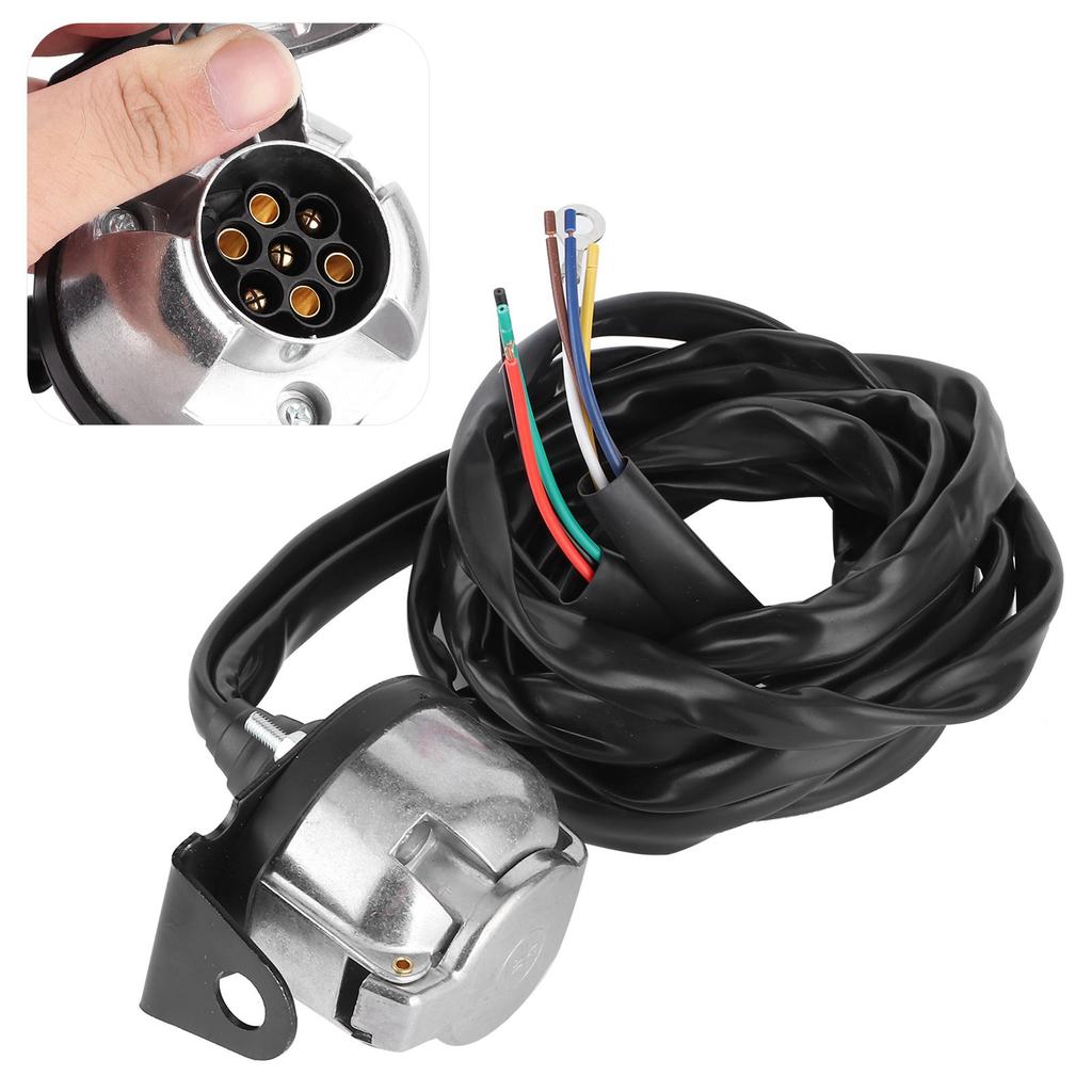 7 Pin European Trailer Connector Socket Wiring Plug 2m Cable for Commercial Vehicles Semi Trailers