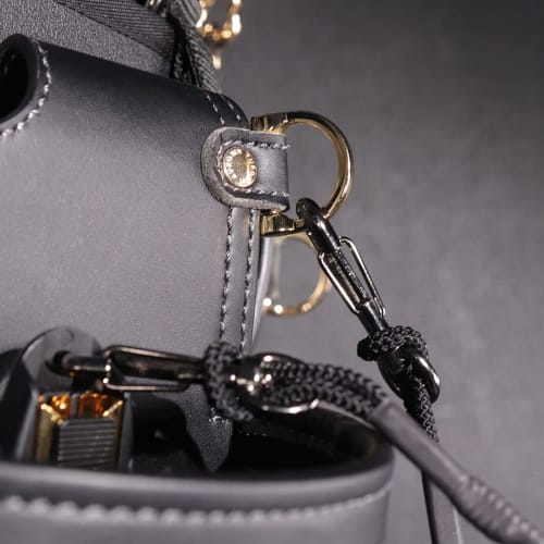 Fujiya 3-Tier Waist Bag, Black and Gold, Light PU Leather Series, AB-23BG