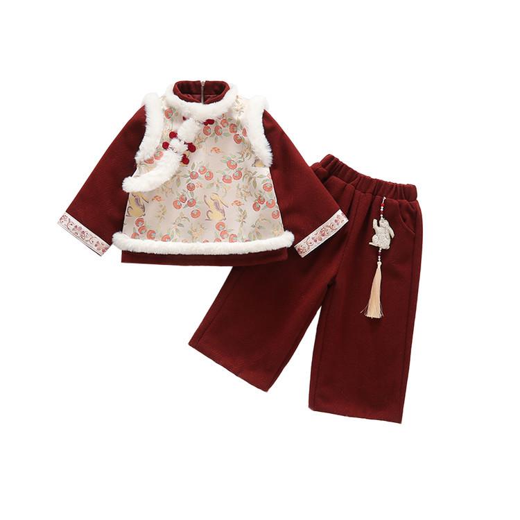 Meng Tang Tang 2025 Hanfu: Festive Chinese New Year Outfit for Girls - Winter Holiday Clothing Set