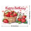 Sfondo Felice Compleanno Fragola Acquerello 2D Banner Sfondo Fotografico Festa di Compleanno Bambini