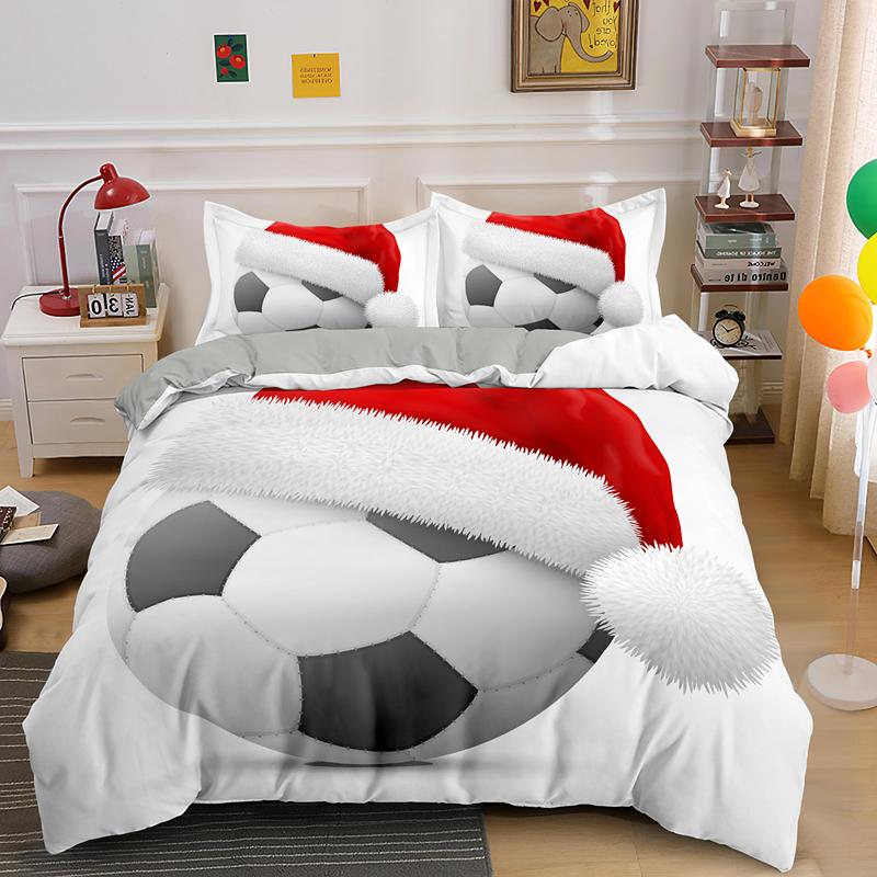 Football Duvet Cover Set Soccer Bedding Set For Boy Teen Microfiber Sports Theme Comforter Cover Soccer Ball Pattern Quilt Cover