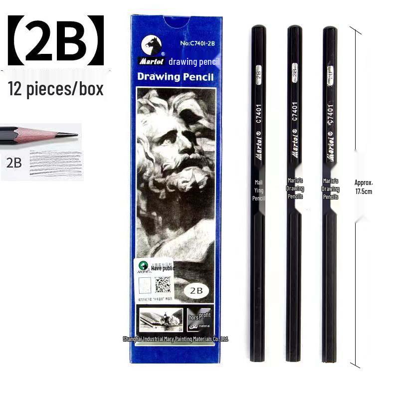 Mali Brand Charcoal Sketch Pencil Set - Includes 2B, 4B, 6B, 8B for Art Students