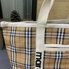 Rakuten Japan Korea Straw Woven Tote Bag with Colored Stripes - Casual Handbag for Shopping