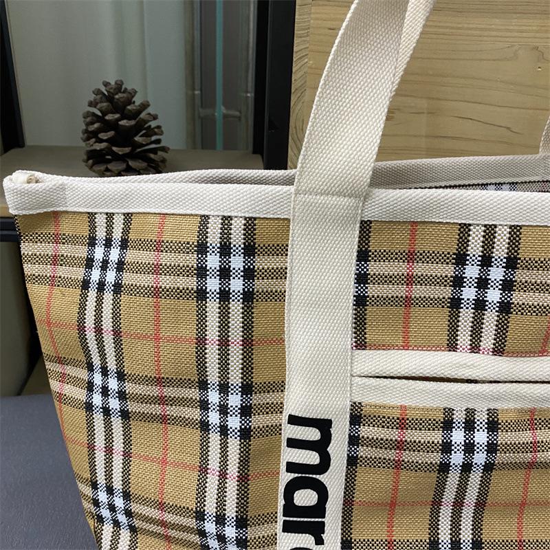 Rakuten Japan Korea Straw Woven Tote Bag with Colored Stripes - Casual Handbag for Shopping