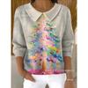 Womens Oversized Long Sleeve Crewneck Sweatshirt 2025 Fall Casual Pullover With 3D Print Acrylic Fabric