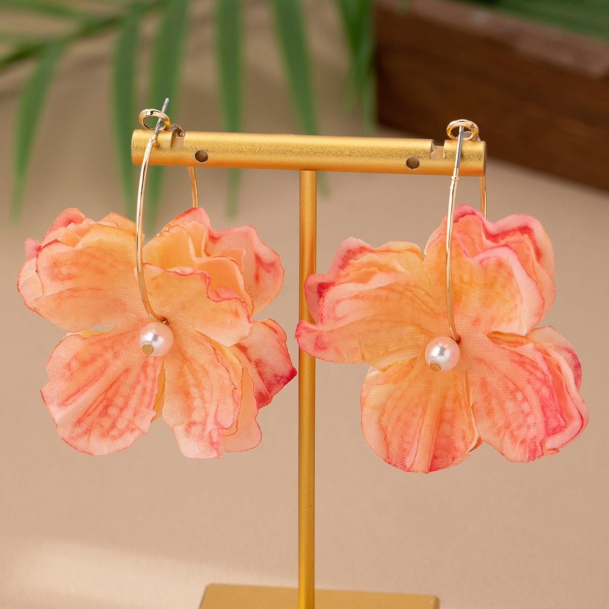 

Fashion Pink Gradient Flower Earrings розовый