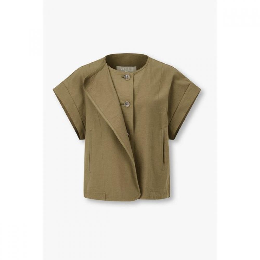 Vov Front Ruffle Round Neck Jacket 7156210008
