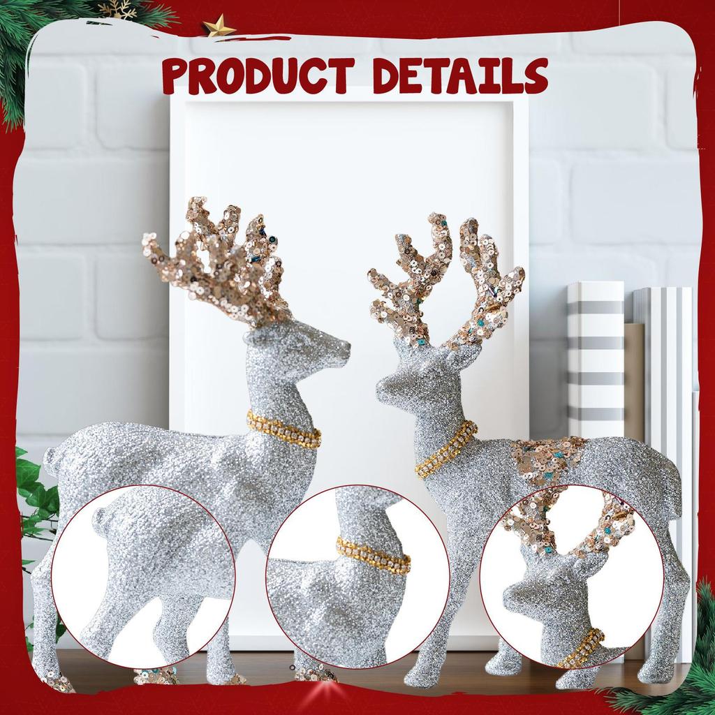 2 Pieces Christmas Reindeer Statues Animal Sculptures Ornament for Home