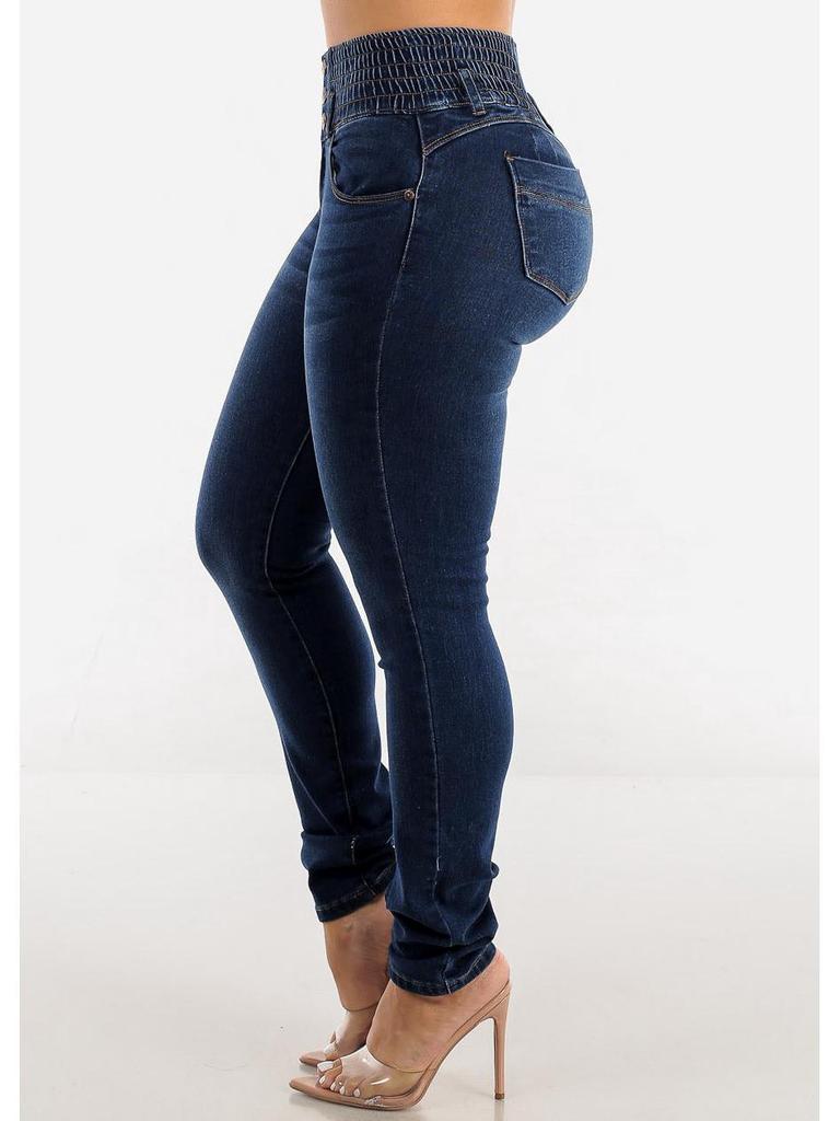 Evropské Horké Výprodejové Štíhlé Pružné Dlouhé Džíny s Vysokým Pasem - Sexy Skinny Kalhoty Zvedající Zadek