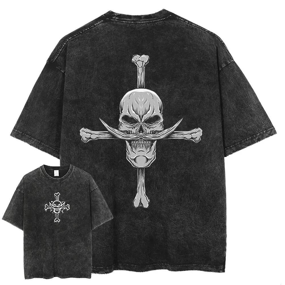 Unisex One Piece Graphic T Shirt Men Women Vintage Wash Cotton Short Sleeve Tee Summer 2026 Y2k Streetwear Oversized Casual Tops