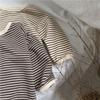 Korean Style Kids' Unisex Striped Trim Hoodie - Loose Fit Long Sleeve Pullover