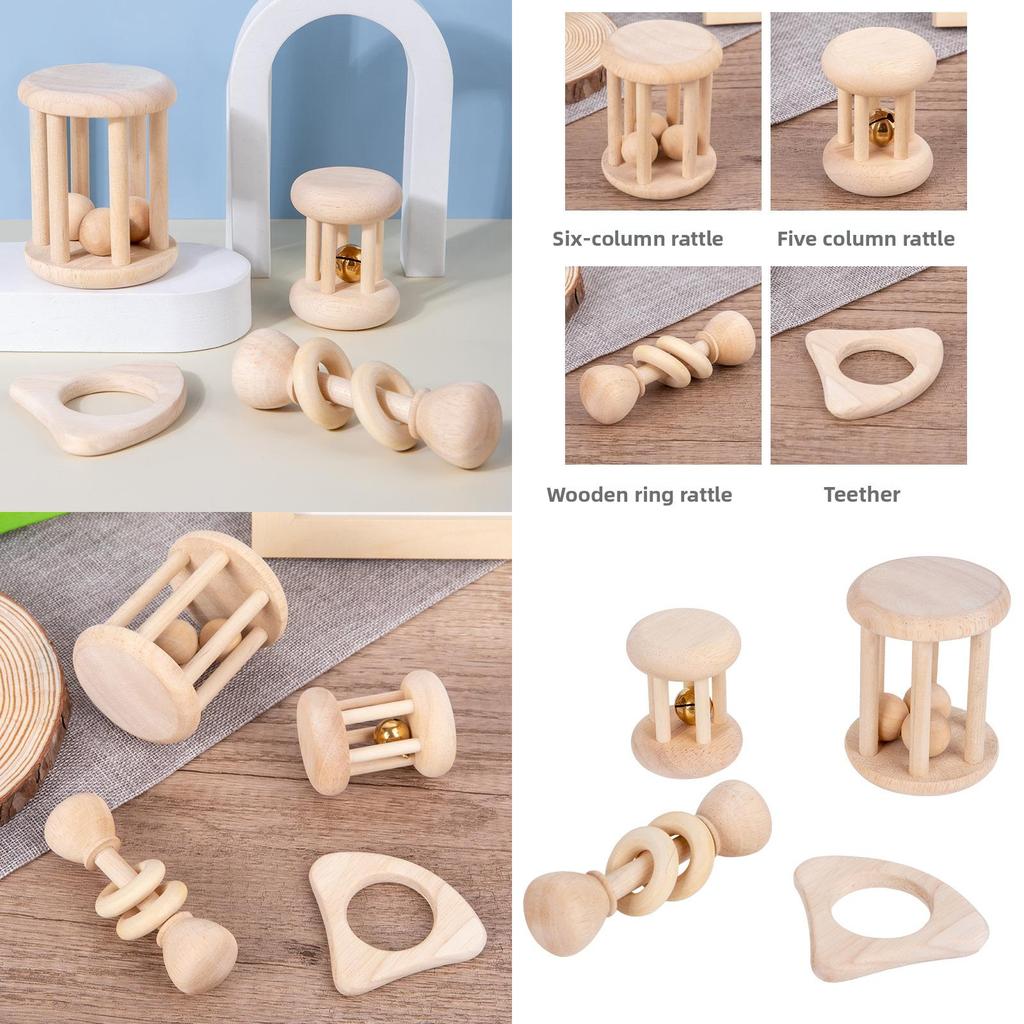 Wooden Baby Rattle Set With Sound Rescue For Early Childhood Learning And Development