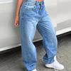 Vintage Blue Low-Waist Sexy Loose Straight-Leg Women's Denim Pants