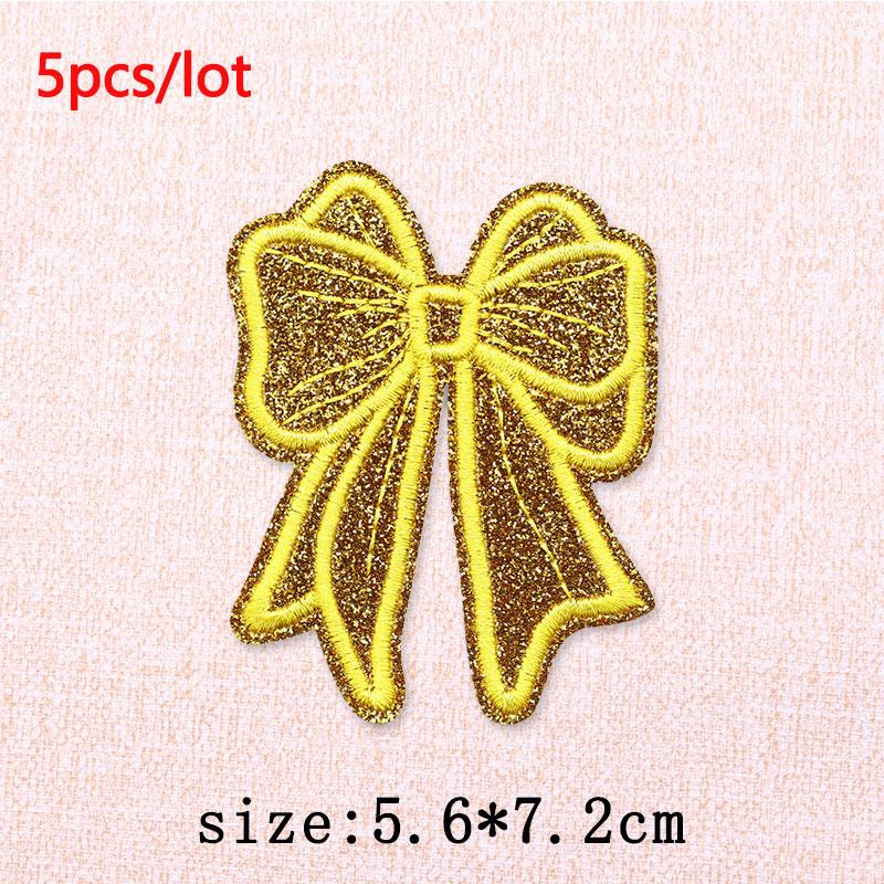 5Pcs/Lot Glitter Butterfly Bow Iron on Patches - Embroidered Patches on Clothes Bags Hats Jackets Decor