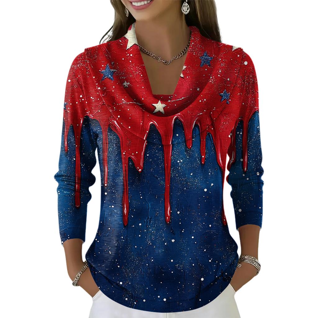 Women's Casual And Fashionable Round Neck Long Sleeved Printed Top Sweater
