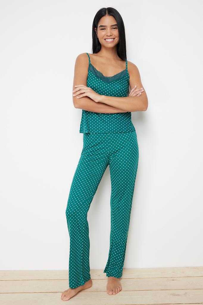 Women's Style Homewear Sleepwear Premium Blue Bamboo Blend Knitted Pajama Set