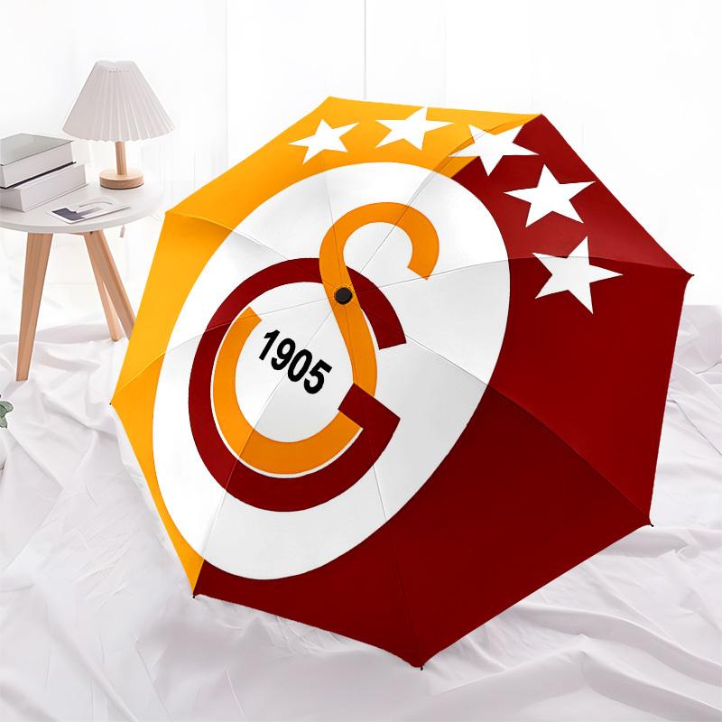 Galatasaray, Logo Automatisches Öffnen und Schließen, 8 Rippen Struktur Tragbarer Regenschirm, Geeignet für Männer und Frauen bei allen Wetterbedingungen Perfektes Geschenk