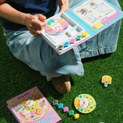 Mit Staffelei DIY Puffy Paint Set Schwammtextur Bunte Stifte Zeichenstifte Set Kreatives DIY Montage Design Puffy Effekt 3D Zeichenleinwand