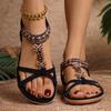 Glamorous Sandals Women Rhinestone Decor Slingback Sandal Elastic Ankle Strap Casual Bohemian Beach Shoes Womens Vintage 2026