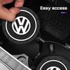 HAT1 2pcs Car Cup Holder Mat Leather Water Coaster Pad For VW Volkswagen VW ID3 ID4 Golf 7 8 MK8 T-cross Passat B8 Tiguan Jetta Skoda