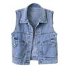 Damen Slim Denim Weste, Vielseitige Ärmellose Jacke mit Revers für Frühling/Herbst 2025