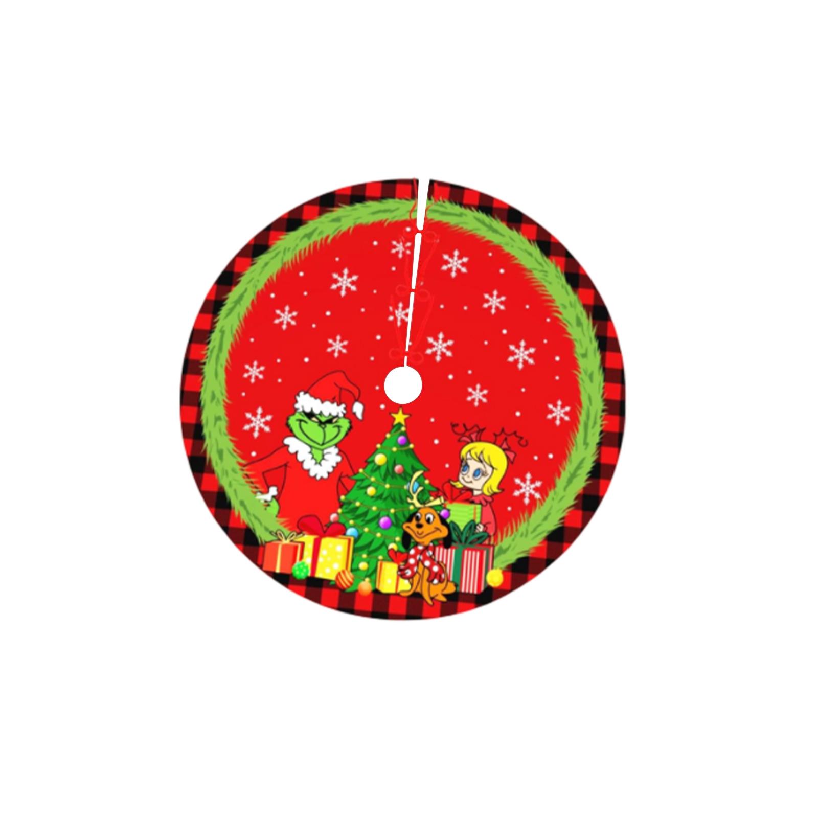 

Christmas Tree Skirt 71Inch Red And Green Xmas Tree Collar Winter Seasonal Holiday Decor Merry Christmas Decorations For Home Party One Size