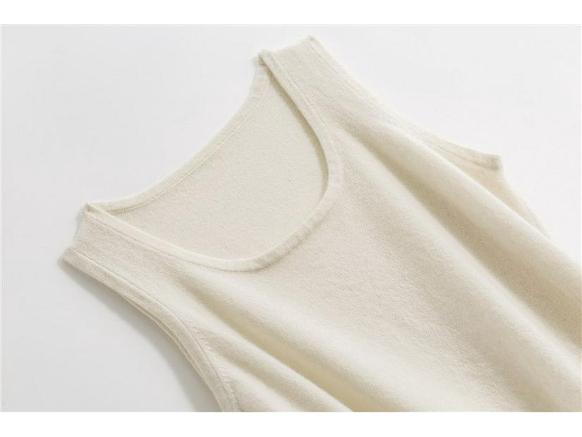 Women's Slim Fit Cashmere Spaghetti Strap Vest: Round Neck Sleeveless Knit Sweater for Autumn/Winter