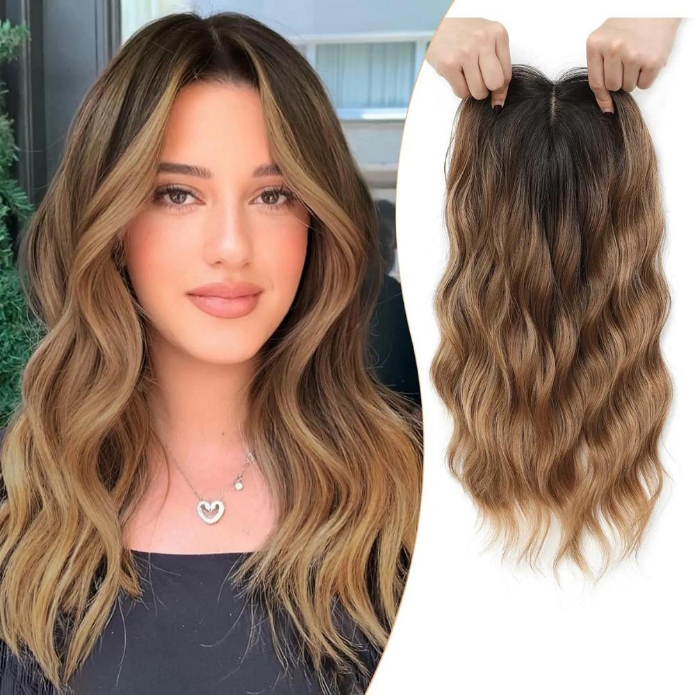 Cobertura 360° Topper para Cabello Ondulado Largo Peluca Realista para Mujer Topper Pieza de Cabello Rizado Cabello Adelgazado
