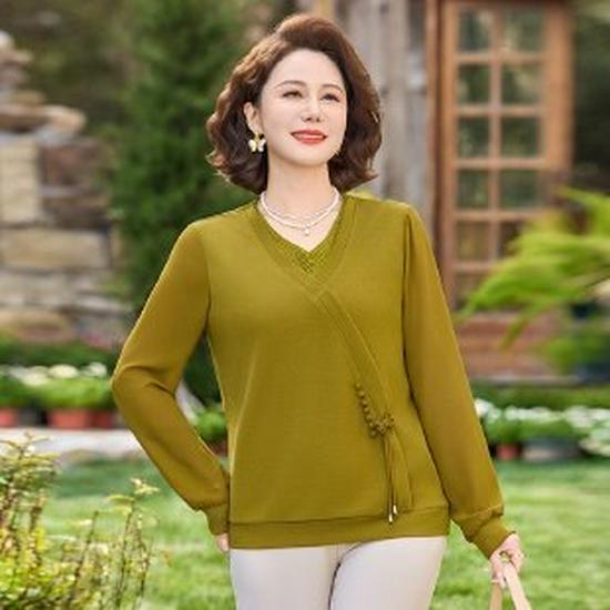 Mom s Spring 2026 Stylish Long-Sleeve Women s Top - Elegant Base Layer for Middle-Aged & Elderly 5XL