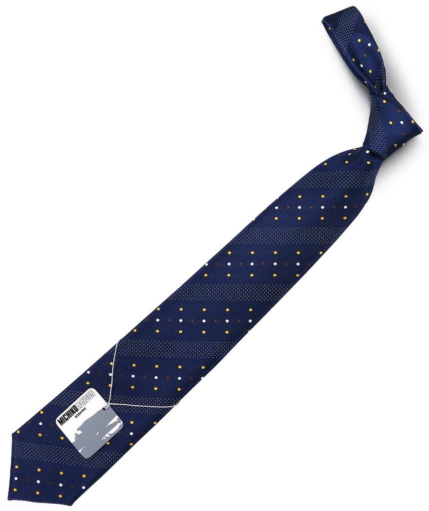 Brand Made in Jacquard Dot Pattern [Michiko London] Necktie, Japan, Nishijin-ori Silk, 100% Weave, (Pattern C Navy)