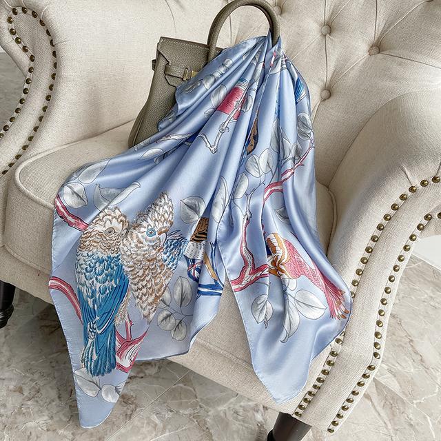 90cm *90cm Design Scarf Lady Shawl Printed Silk Felt Headscarf Scarf Lady Headscarf Square Scarf Lady Wrap Scarf 2021