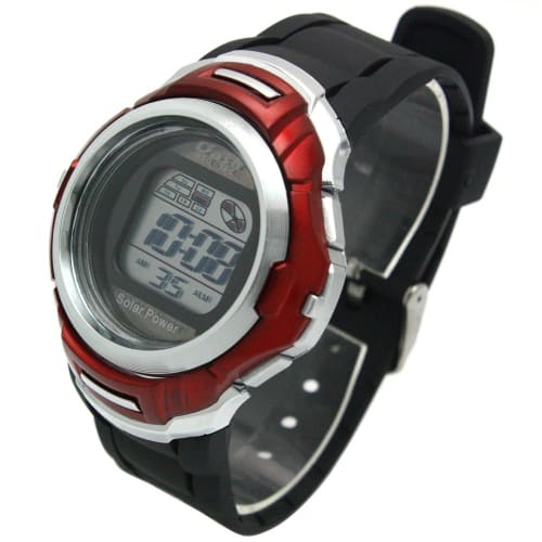 Arias Men's Solar Digital Watch with Dash Function, Waterproof, Multi-Function, Urethane Strap, AD06717-SOL-11, Black