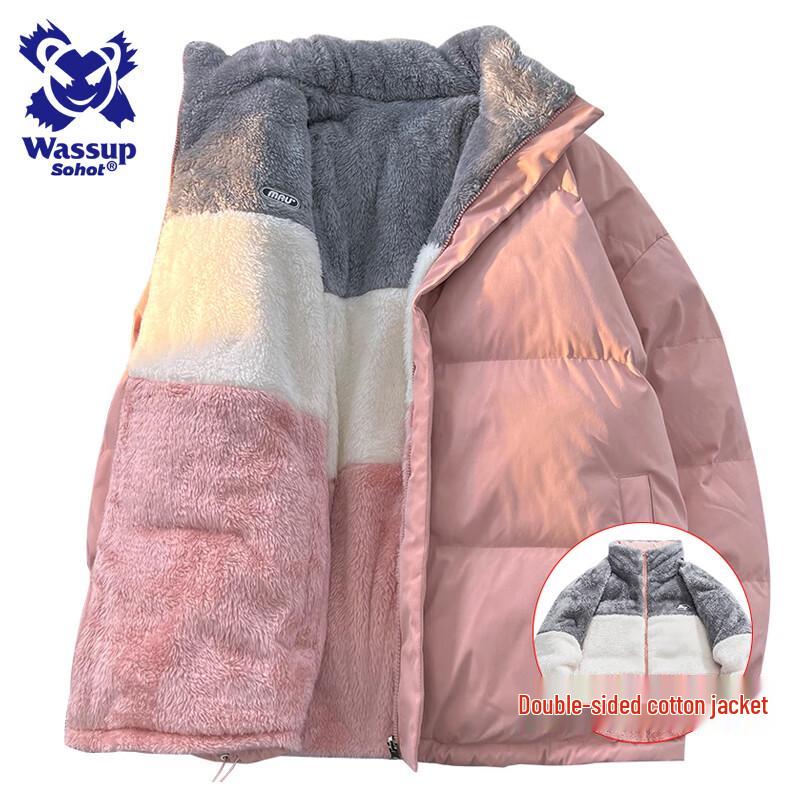 

Wassup Sohot Мужская двусторонняя зимняя куртка с подкладкой из овечьей шерсти 2XL