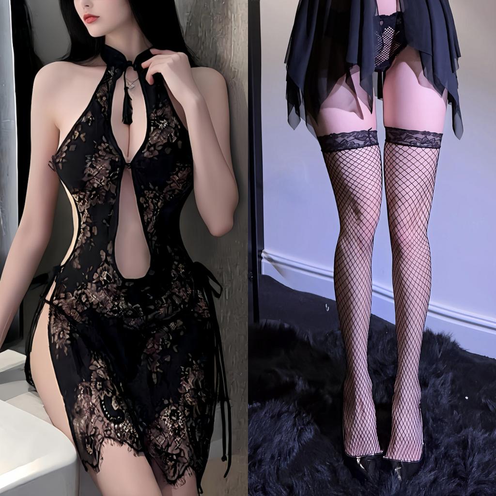 Sex underwear pure desire temptation sexy cheongsam suit passion free lace hip wrap perspective classical hollow uniform