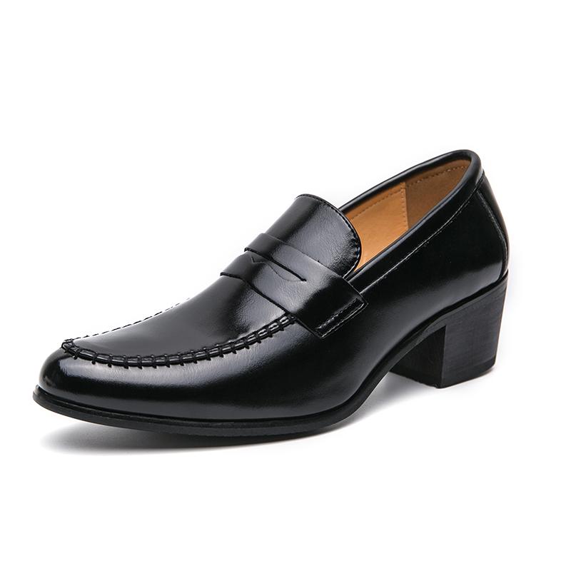 Italian Classic Men's High Heel Leather Shoes Fashionable minimalist style Wedding party casual business men's thick soled shoes